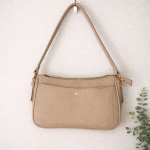 Fiorelli Beige Textured Baguette Shoulder Bag Gold Hardware